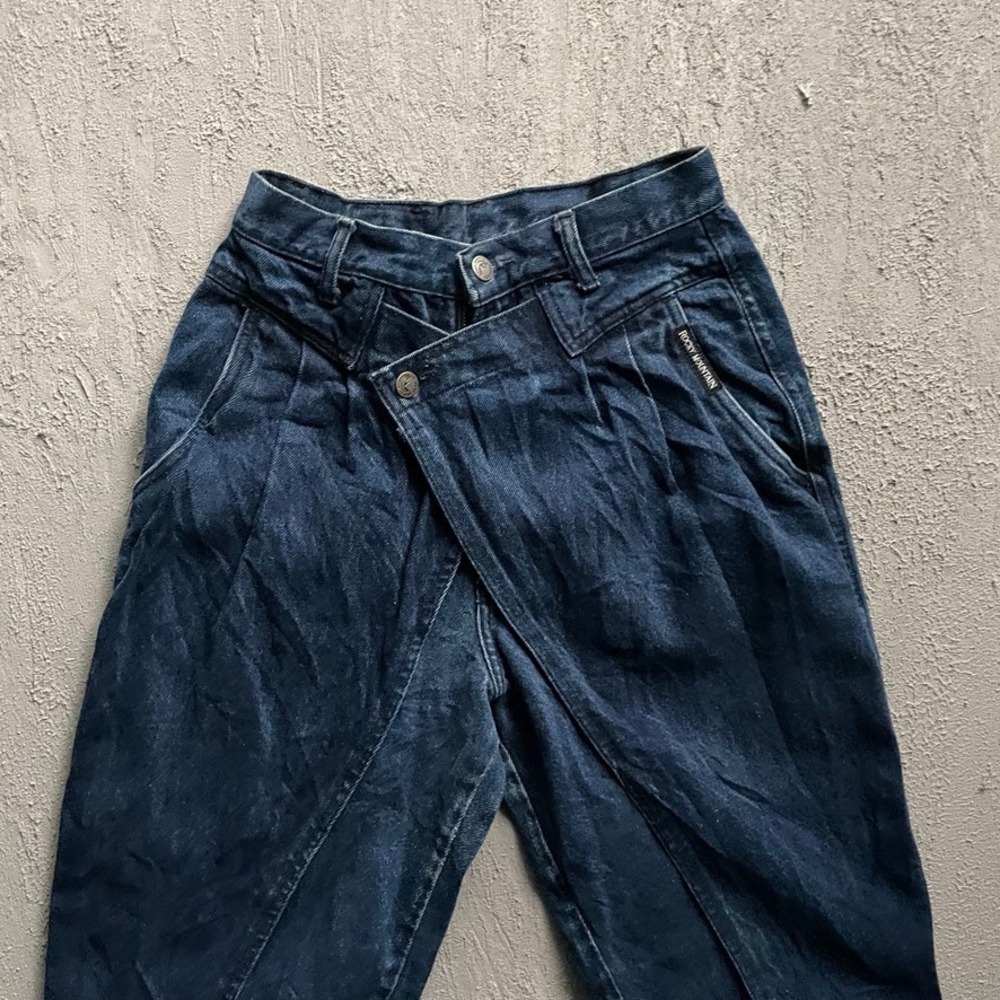 Vintage Pleated Western Jeans Women 30/11 Blue 90s cross flip Rocky Mountain